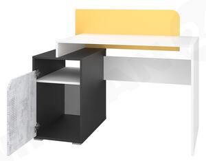 Psací stůl Runo RU08, Barva: bílá + grafit / enigma + grafit + žlutá Mirjan24 5902928031683
