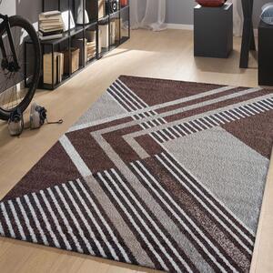 Makro Abra Kusový koberec moderní OTTO 03 Geometrický hnědý Rozměr: 120x170 cm