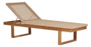 Zahradní lehátko Derby, teak/polyratan, přírodní, 190×65×38 cm – House Nordic
