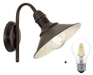 Eglo 49458 STOCKBURY - Nástěnná retro lampička + Dárek LED žárovka (Industriální nástěnná lampa v antické hnědé)
