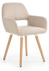 K283 židle béžová, Sedák s čalouněním, Nohy: dřevo, dřevo, barva: béžová, s područkami