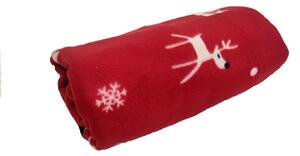 Deka Fleece Vánoční červená sobíky 150x200cm TiaHome