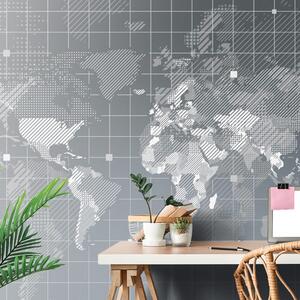 Samolepící tapeta šrafovaná mapa světa