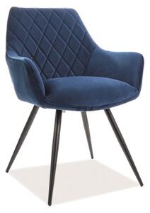 Židle LINEA Velvet černá kostra/tmavě modrá Bluvel 86, kov, barva: černá