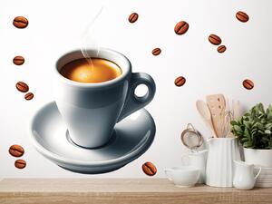 Hrnek kávy espresso textilní přelepitelná samolepka na zeď arch 34 x 45 cm
