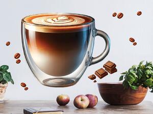Šálek cappuccino textilní přelepitelná samolepka na zeď arch 45 x 38 cm