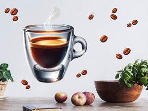 Šálek kávy espresso textilní přelepitelná samolepka na zeď arch 45 x 41 cm