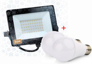 BERGE LED reflektor IVO-2 50W - neutrální bílá + 2x LED žárovka ZDARMA!