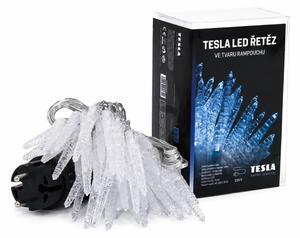TESLA lighting Tesla - vánoční řetěz Rampouch 7cm, 50LED, 6500K, 5m + 3m kabel, 230V, časovač, IP44