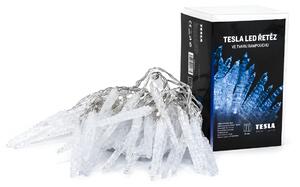 TESLA lighting Tesla - vánoční řetěz Rampouch 7cm, 50LED, 6500K, 5m + 30cm kabel, 3x AA baterie, čas. IP44