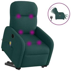 Elektrické zvedací masážní polohovací křeslo zelené textil 3303008