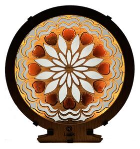 "Srdce, karneolová mandala" Stolní lampa 20x22 cm dub