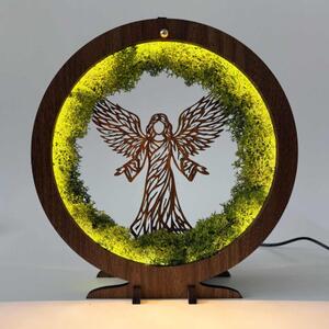 LED Anděl ochrany s mechem – dřevěná designová lampa I SENTOP LED0591