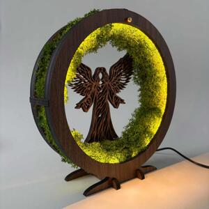 LED Anděl ochrany s mechem – dřevěná designová lampa I SENTOP LED0591