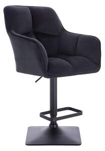 LuxuryForm DESIGN Barová židle AMALFI VELUR na černé hranaté podstavě - černá