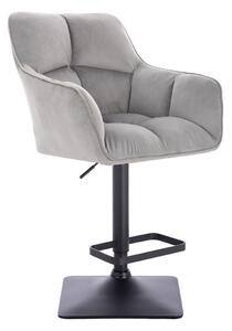 LuxuryForm Barová židle AMALFI VELUR na černé hranaté podstavě - světle šedá
