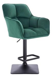 LuxuryForm Barová židle AMALFI VELUR na černé hranaté podstavě - zelená