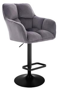 LuxuryForm Barová židle AMALFI VELUR na černém talíři - tmavě šedá