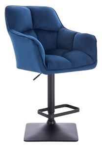 Barová židle AMALFI VELUR na černé hranaté podstavě - modrá