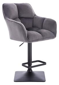 LuxuryForm Barová židle AMALFI VELUR na černé hranaté podstavě - tmavě šedá