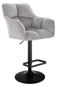LuxuryForm Barová židle AMALFI VELUR na černém talíři - světle šedá