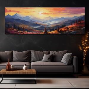 Obraz na plátně - Magická podzimní krajina s mlhavým údolím FeelHappy.cz Velikost obrazu: 120 x 40 cm