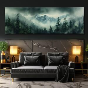 Obraz na plátně - Deštivé zakaboněné hory FeelHappy.cz Velikost obrazu: 120 x 40 cm