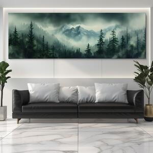 Obraz na plátně - Deštivé zakaboněné hory FeelHappy.cz Velikost obrazu: 60 x 20 cm