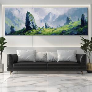 Obraz na plátně - Mezi špičatými kameny v horách FeelHappy.cz Velikost obrazu: 120 x 40 cm