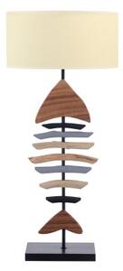 Vysoká dřevěná lampa pro mořeplavce se slonovinovým širmem 89 cm
