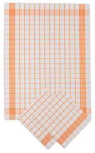  Sada tří bavlněných utěrek s kostkami - kombinace barev bílá a oranžová. Rozměr utěrek je 3x 50x70 cm