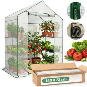 Mini zahradní skleník s poličkami 143x73x195 cm LUMPAN - bílý