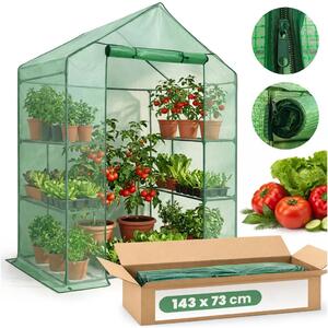 Mini zahradní skleník s poličkami 143x73x195 cm LUMPAN - zelený