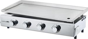 FAVEX Brasilia 4-hoáková plynová plancha, XXL 84 x 34 cm, celonerezová (INOX), piezoelektrické zapalování, zásuvka na odkapávání tuku