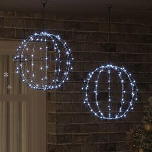 VidaXL Koule 2 ks 40 x 40 x 42 cm Kov 192 LED [42019118] Barva: Studená bílá