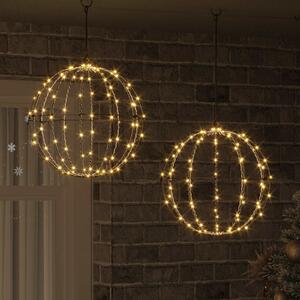 VidaXL Koule 2 ks 40 x 40 x 42 cm Kov 192 LED [42019118] Barva: Teplá bílá