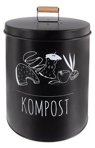 Kulatá plechová dóza KOMPOST Black 8 l