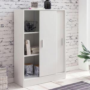 Komodka FineBuy, bílá, íka 60 cm, se 2 posuvnými dvíky – vhodná do kanceláe, na dokumenty, jako skíka s posuvnými dvíky, skíka na dokumenty, píborník, atní skí