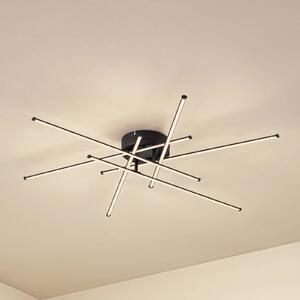 Lindby LED stropní svítidlo Elviano, Ø 80 cm, černé, 3 000 K, Černá, Obývací pokoj / jídelna, Hliník, Moderní