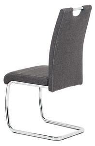 Jídelní židle čalouněná šedou látkou s bílým prošitím s kovovou konstrukcí HC-482 GREY2