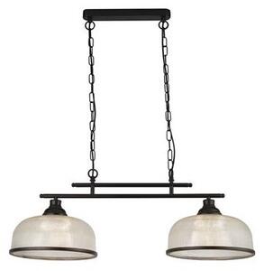 Searchlight 3592-2BK Dvojité závěsné svítidlo BISTRO černé mat, čiré sklo