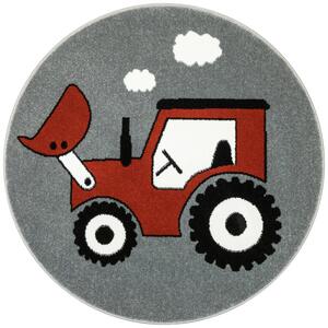 Koberec Lima G753A traktor, červený / šedý kruh