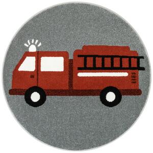 Koberec Lima G752A hasičské auto, červený / šedý kruh
