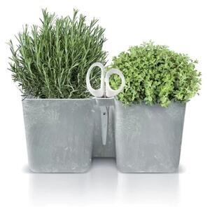 PROSPERPLAST Květináč TWINS CUBE beton 24,4cm