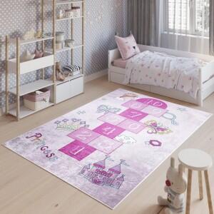 Makro Abra Dětský kusový koberec vhodný k praní BAMBINO 1718A Skákací panák protiskluzový růžový Rozměr: 140x200 cm