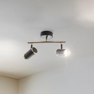 Stropní bodové svítidlo Lume, 2 světla, černá/mosaz, výška 22 cm, železo