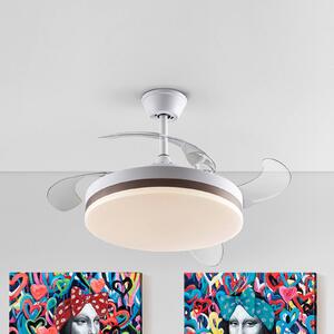 Schuller Valencia LED stropní ventilátor Vento bílá/bronzová/kouřová Ø 100 cm tichý, stmívatelný, Hliník / šedá / zinek, Obývací pokoj / jídelna, kov, Moderní