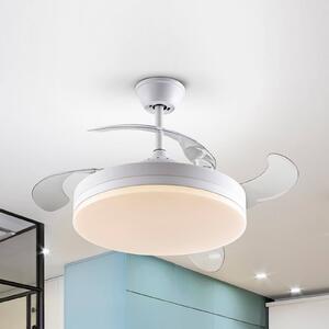 Schuller Valencia LED stropní ventilátor Vento bílý/kouřově šedý DC, Ø 100 cm tichý, stmívatelný, Hliník / šedá / zinek, Obývací pokoj / jídelna, kov, Moderní