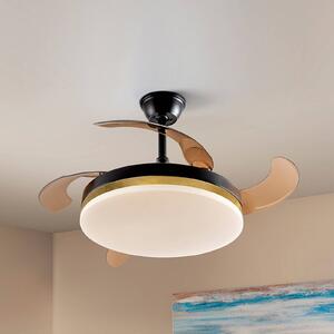 Schuller Valencia LED stropní ventilátor Vento černý/zlatý/kouřový Ø 100 cm tichý, stmívatelný, Hliník / šedá / zinek, Obývací pokoj / jídelna, kov, Moderní