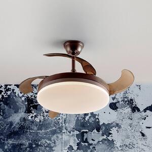 Schuller Valencia LED stropní ventilátor Vento hnědý/kouřově šedý DC Ø 100 cm tichý, stmívatelný, Hliník / šedá / zinek, Obývací pokoj / jídelna, kov, Moderní